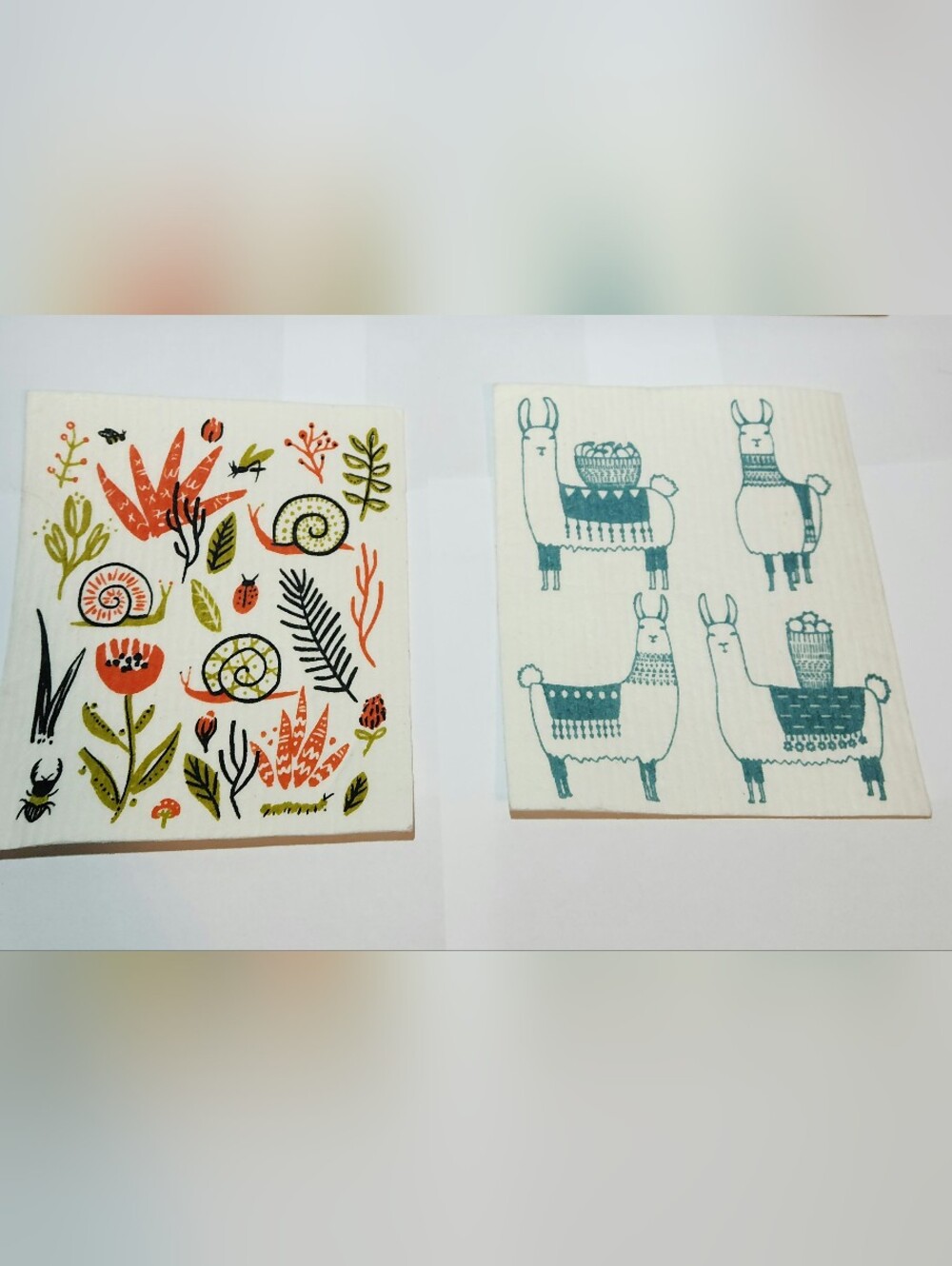 Set of 2 Decorative Swedish-Style Dishcloths in Teal and Coral